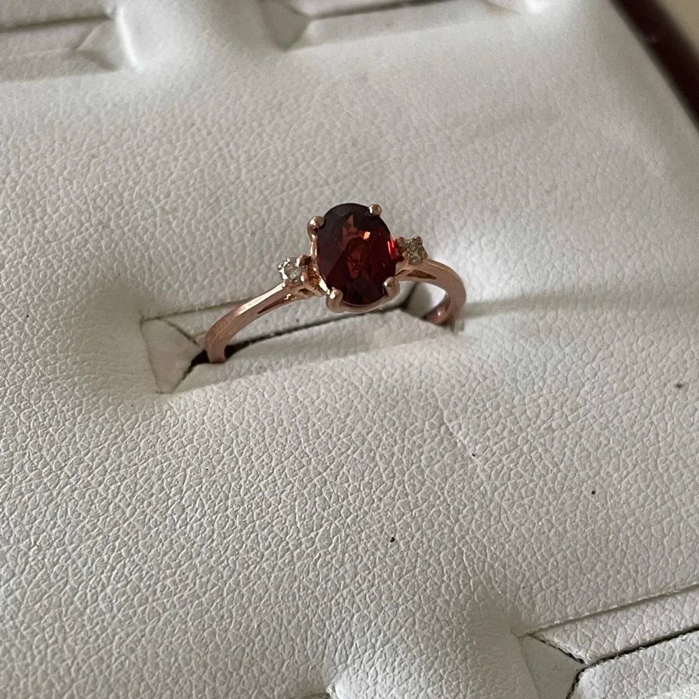 Brand New Garnet and Diamond 10k Rose Gold Ring $418 - Picture 5 of 7